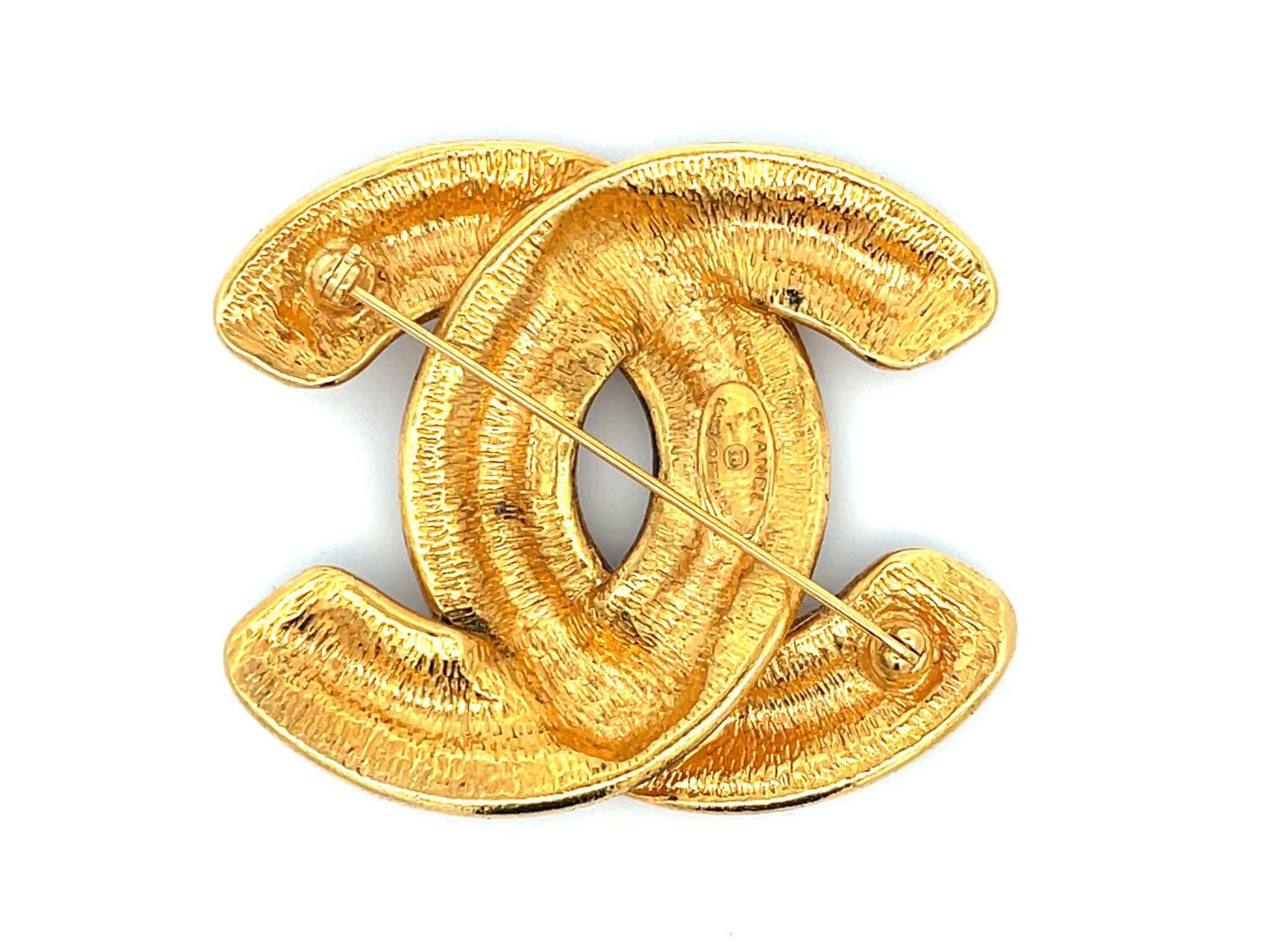 CHANEL Vintage Quilted CC Brooch
