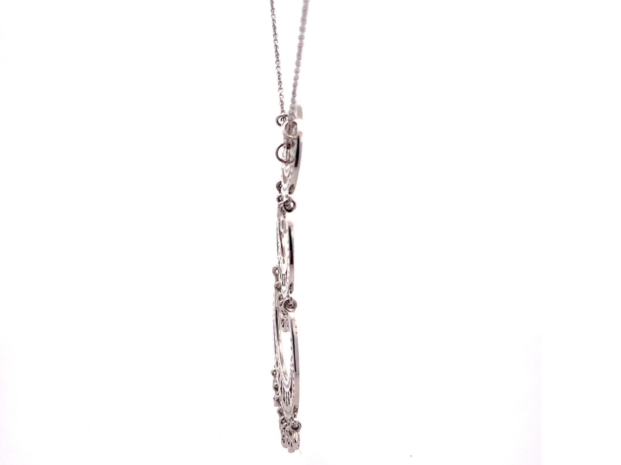 Large Drop Pendant with White and Chocolate Diamonds in 18k White Gold