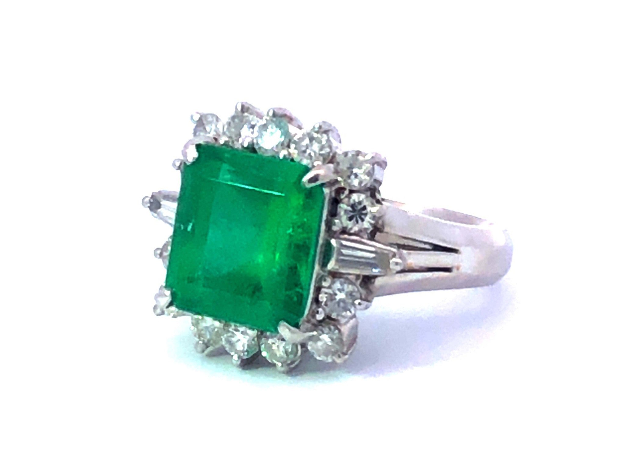 GIA Rare 4.24 ct. Fine Colombian Emerald & Diamond Platinum Ring