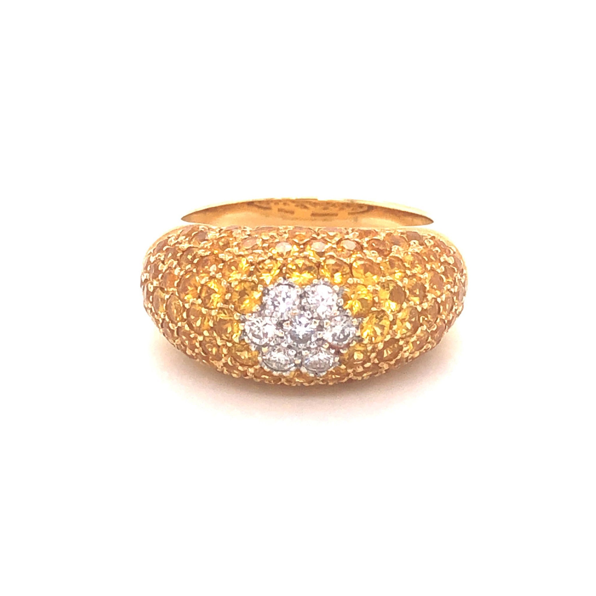 LeVians Yellow Sapphire and Diamond Dome Ring -18k Yellow Gold