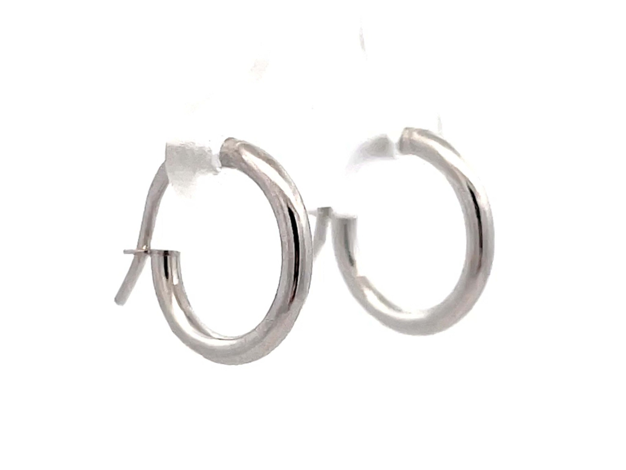Solid 14K White Gold Small Hoop Earrings