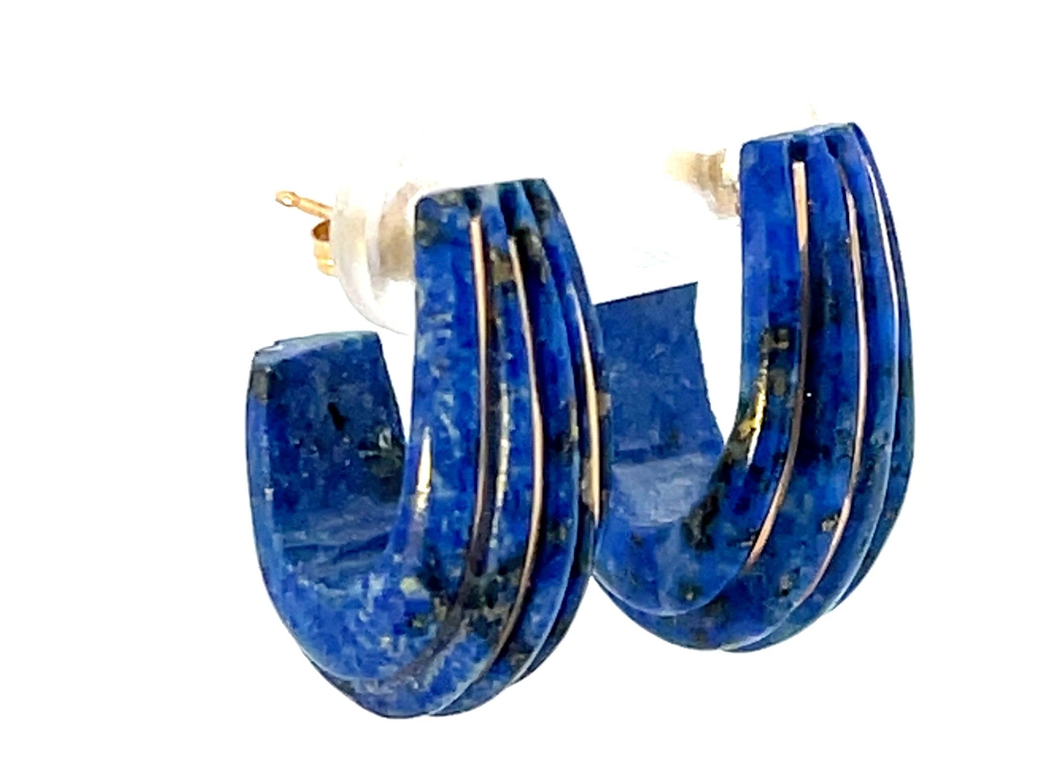 Lapis Lazuli and Gold Hoop Earrings