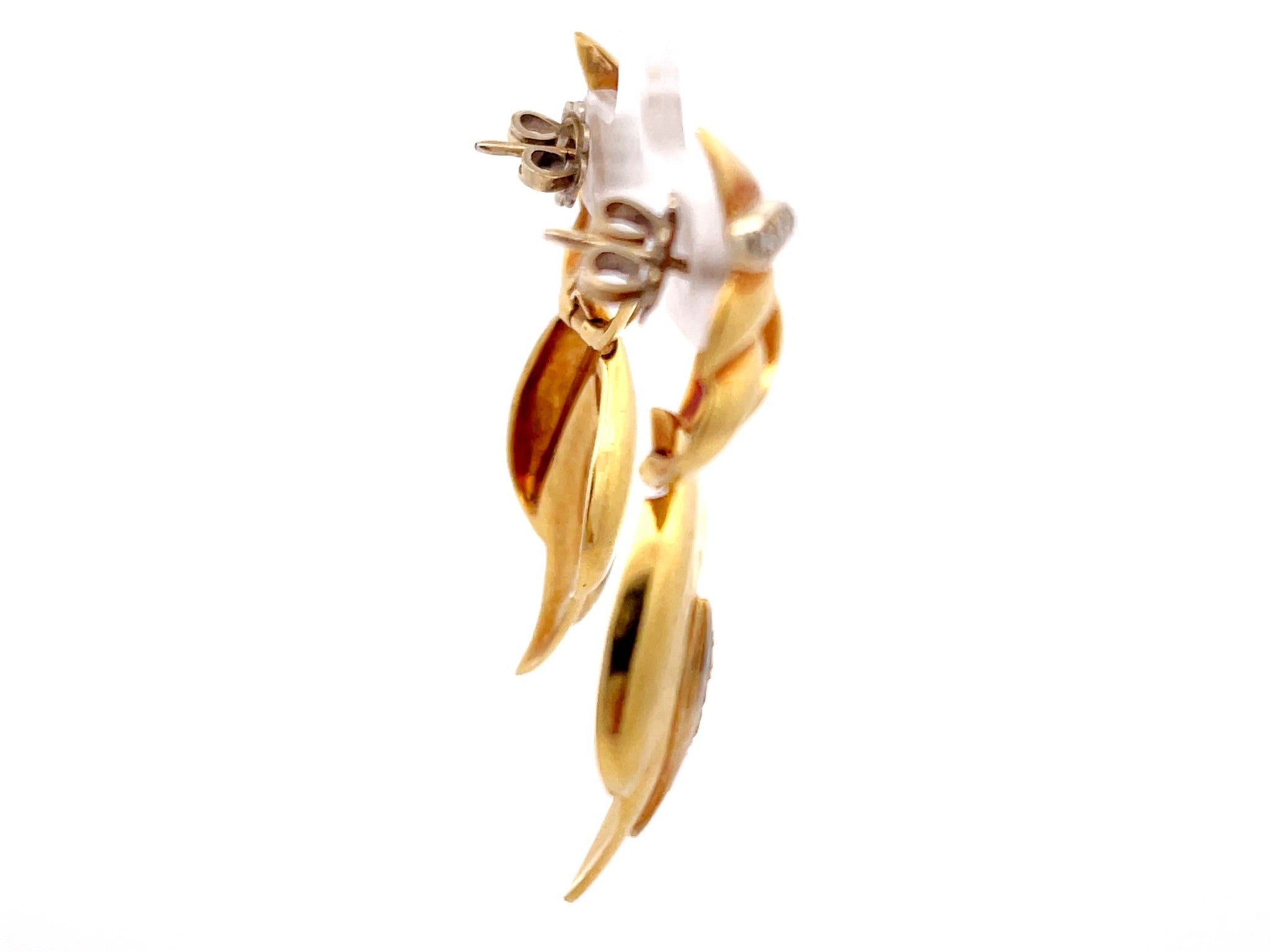 Vintage Gold Diamond Dangle Earrings in 14k Yellow Gold