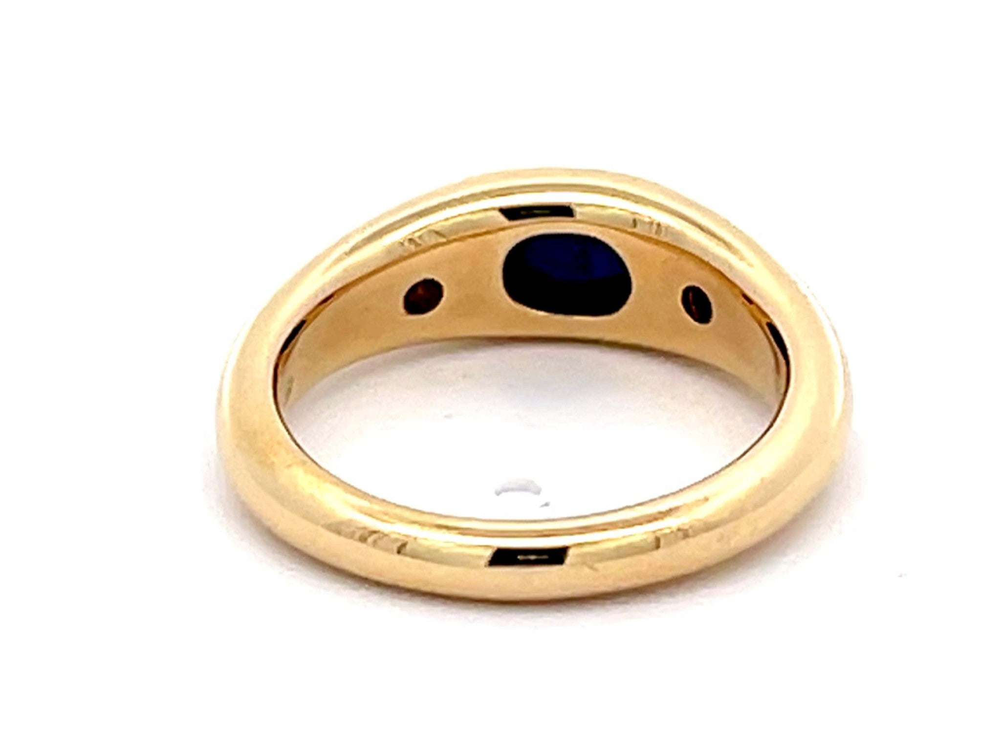 Oval Cabochon Blue Sapphire Diamond Ring in 18k Yellow Gold