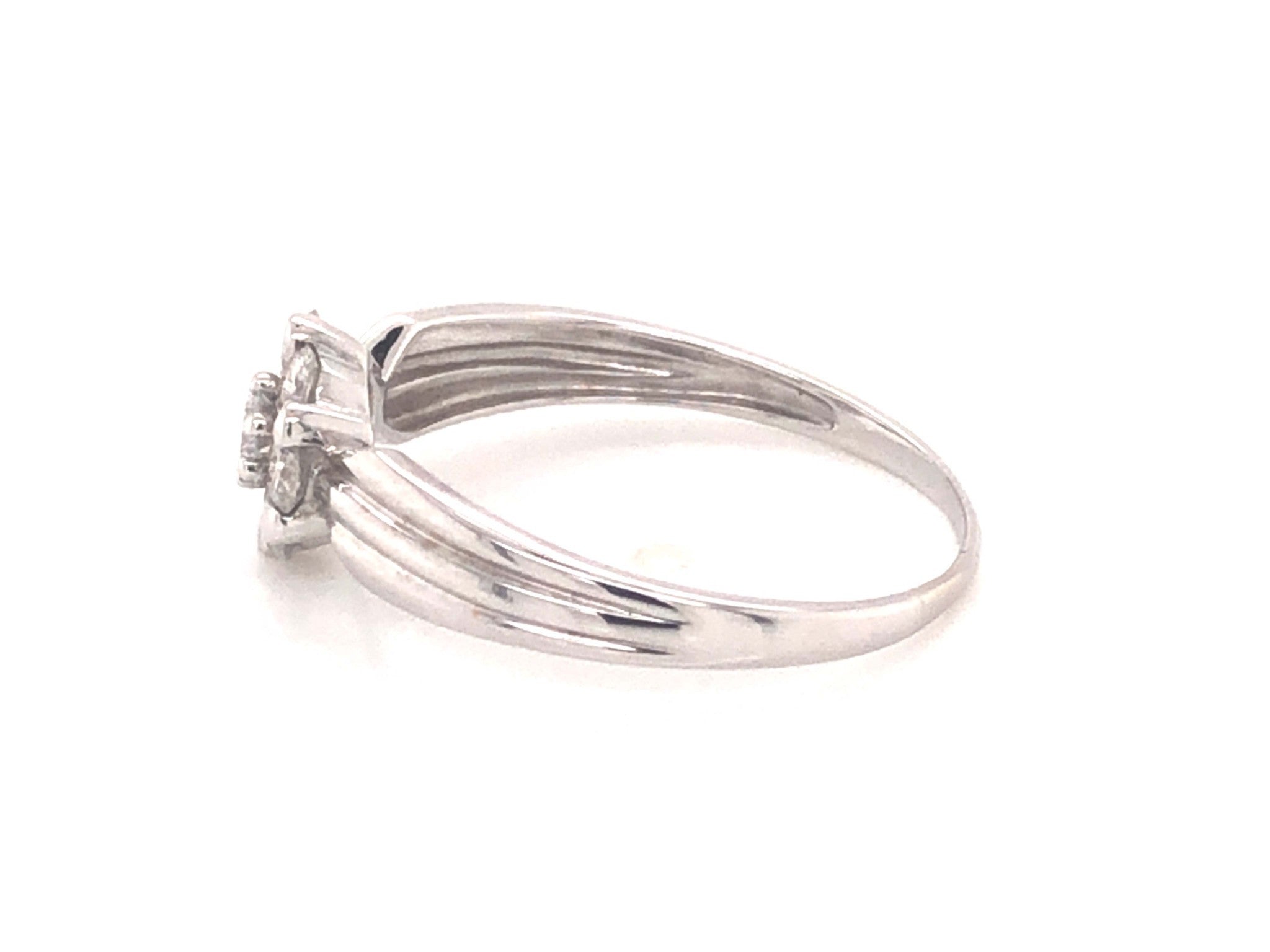 Diamond Flower Promise Ring - 14k White Gold
