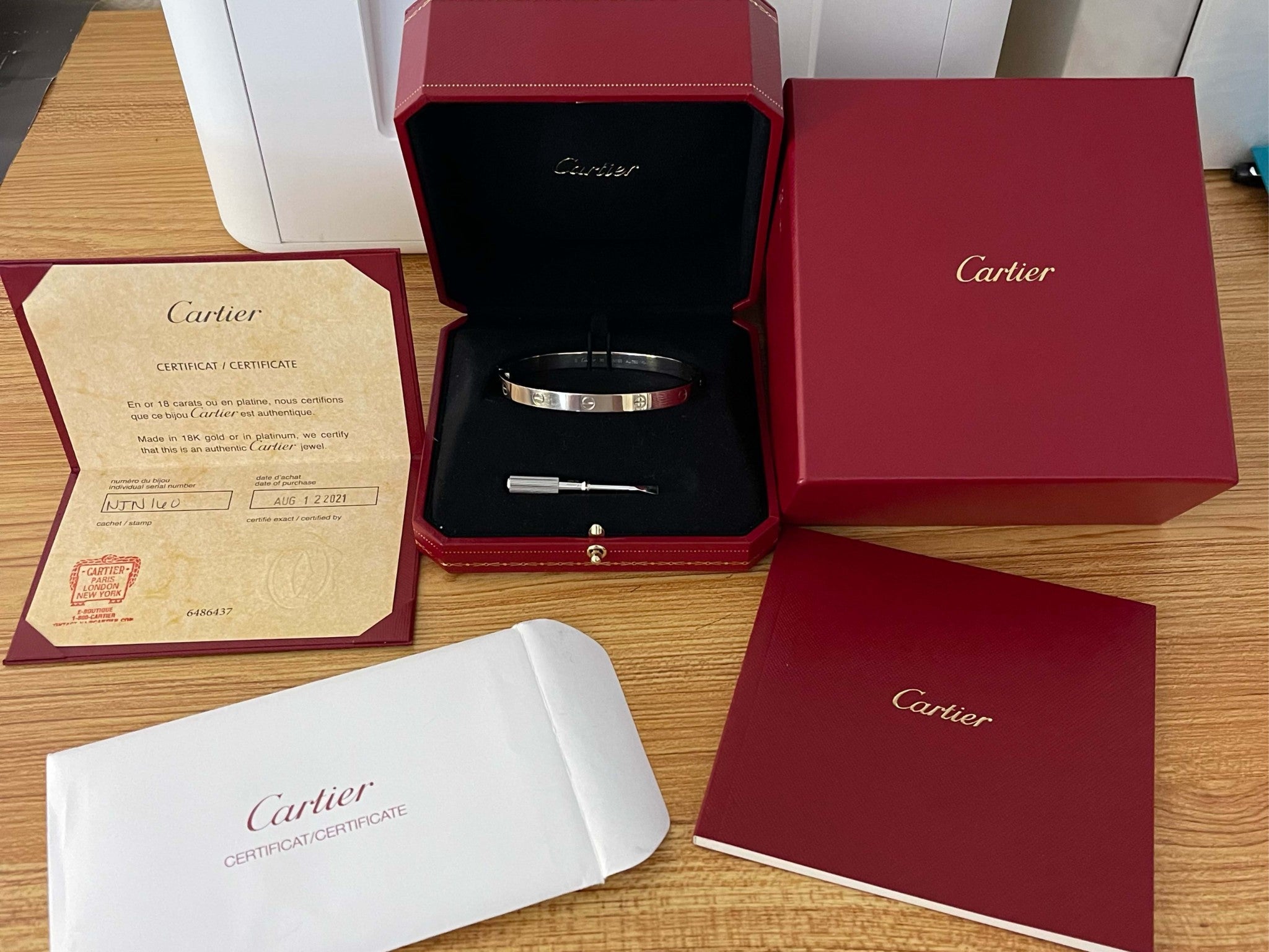 Cartier Love 18K White Gold Adjustable Cord Bracelet Cartier