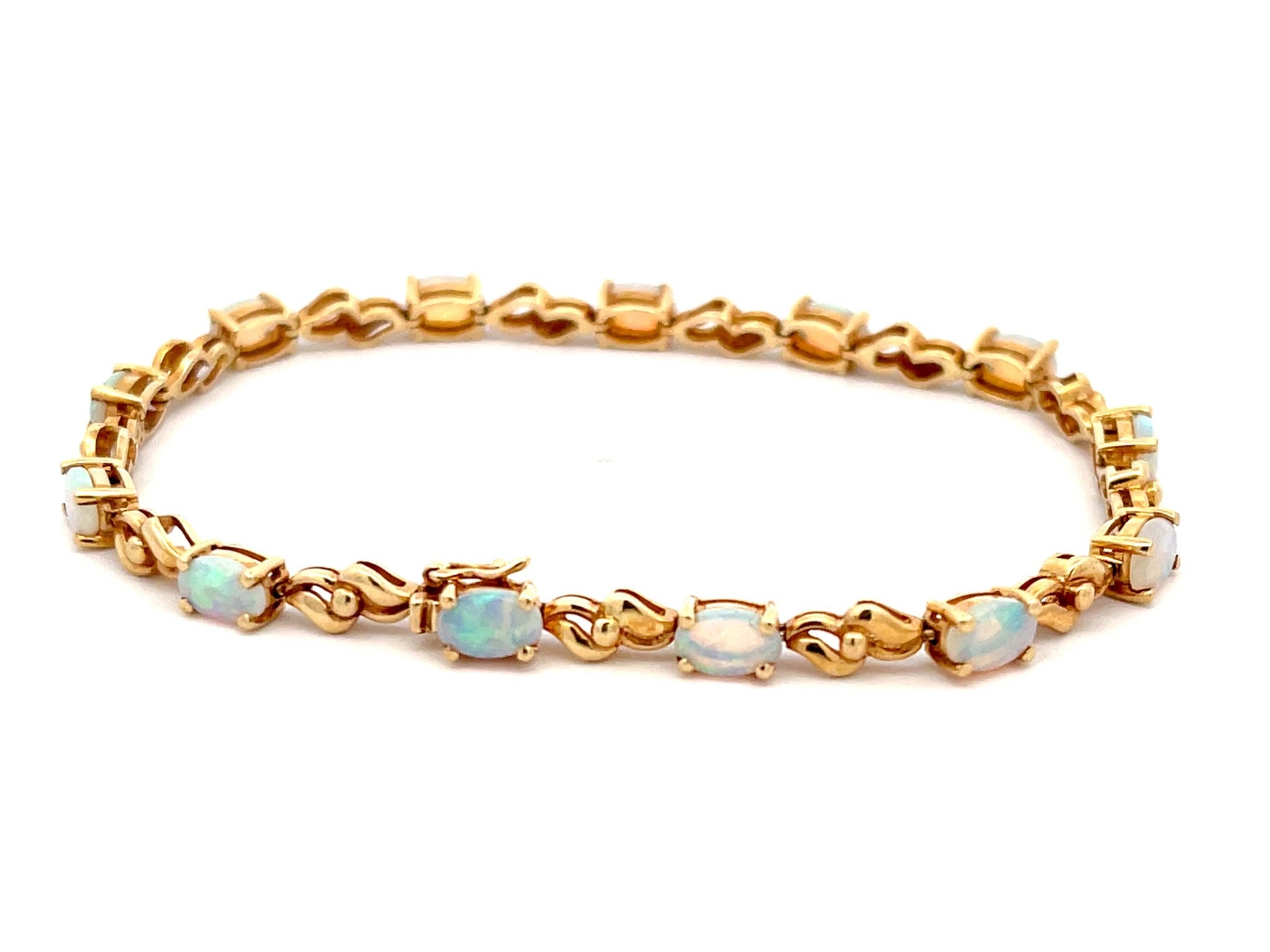 Opal Tennis Bracelet in 14k Yellow Gold