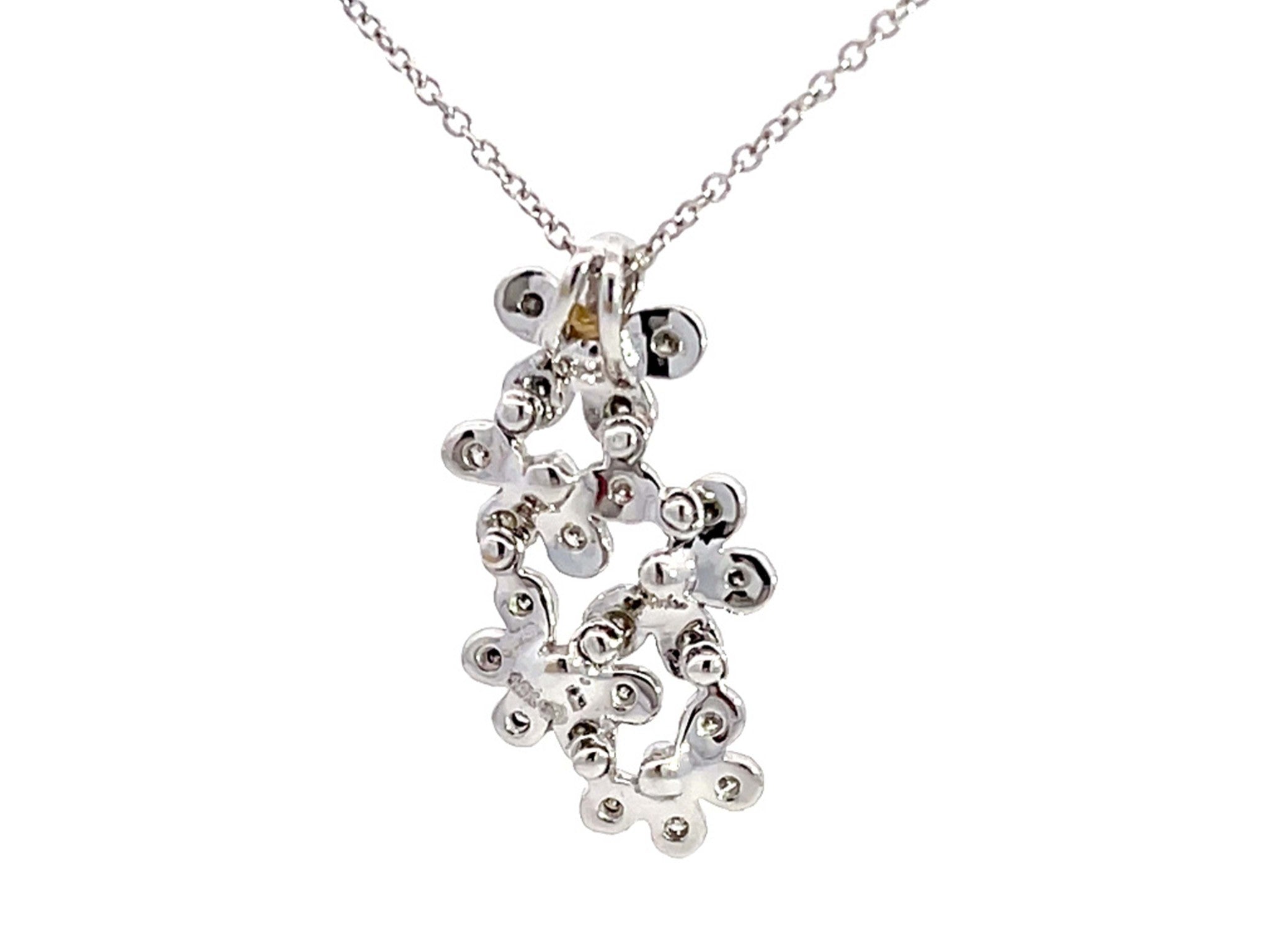 5 Diamond Flower Pendant Necklace in 14k White Gold