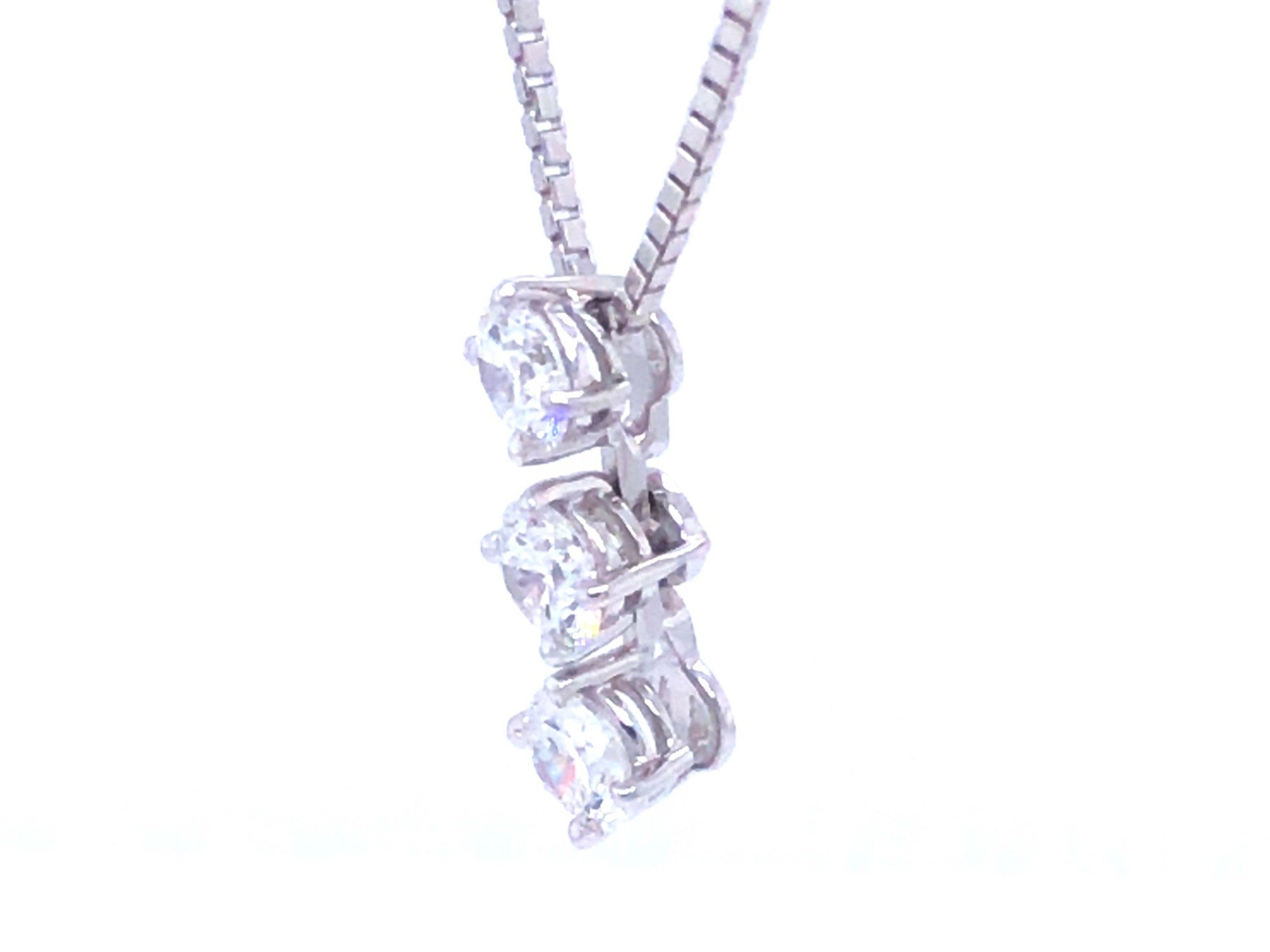 Trilogy 3 Diamond Drop Necklace in Platinum