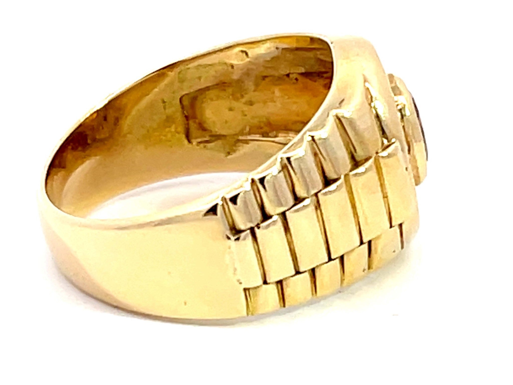 Vintage Citrine Diamond Halo Rolex Ring in 14k Yellow Gold