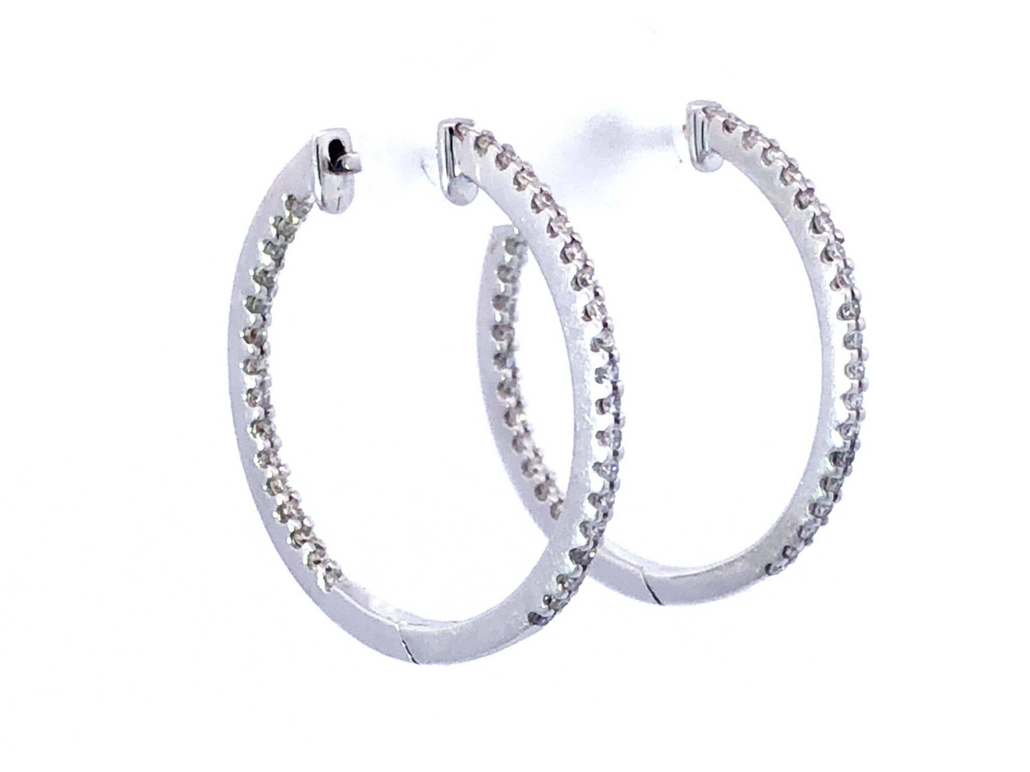 Inside Out Diamond Hoop Earrings in 18K White Gold