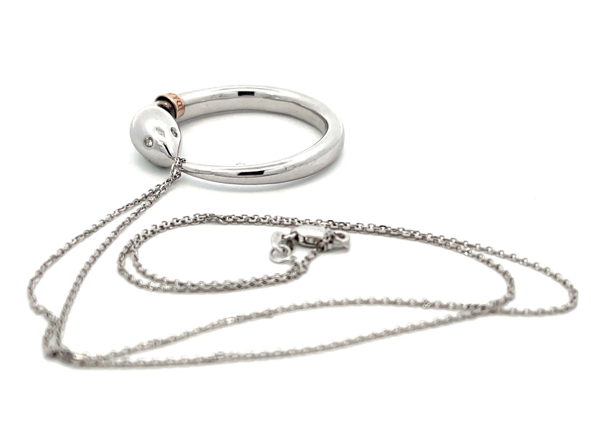 Damiani Infinito Snake Pendant Necklace in 18k White Gold