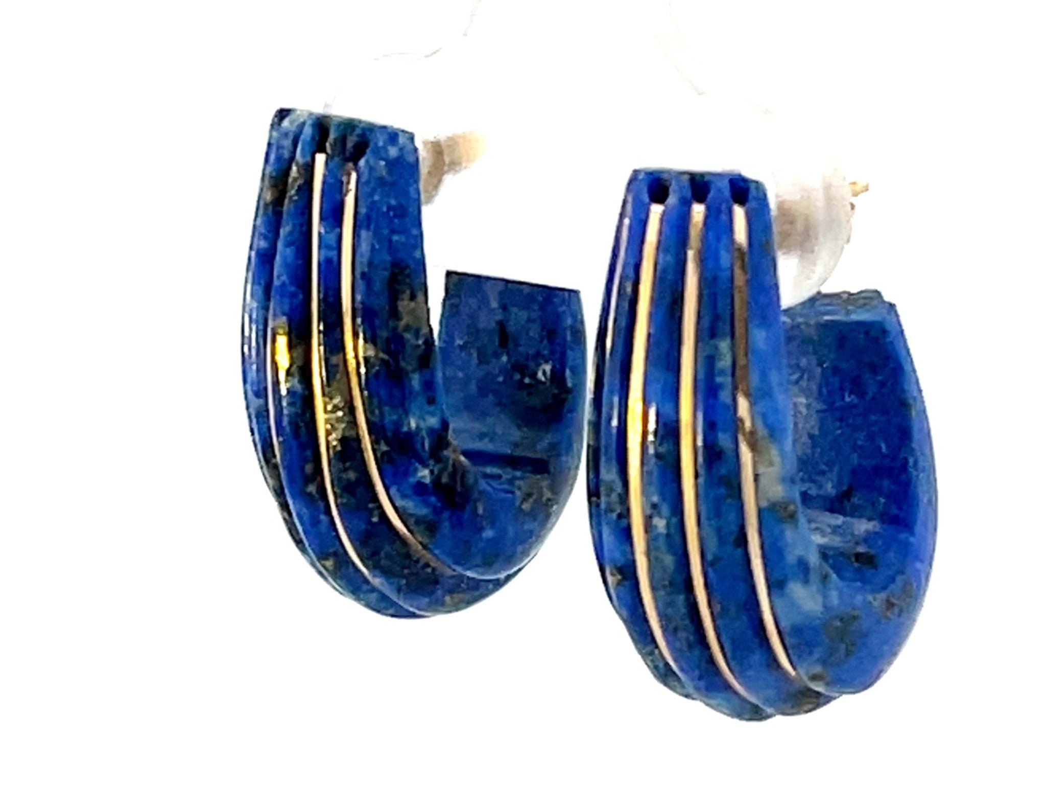 Lapis Lazuli and Gold Hoop Earrings