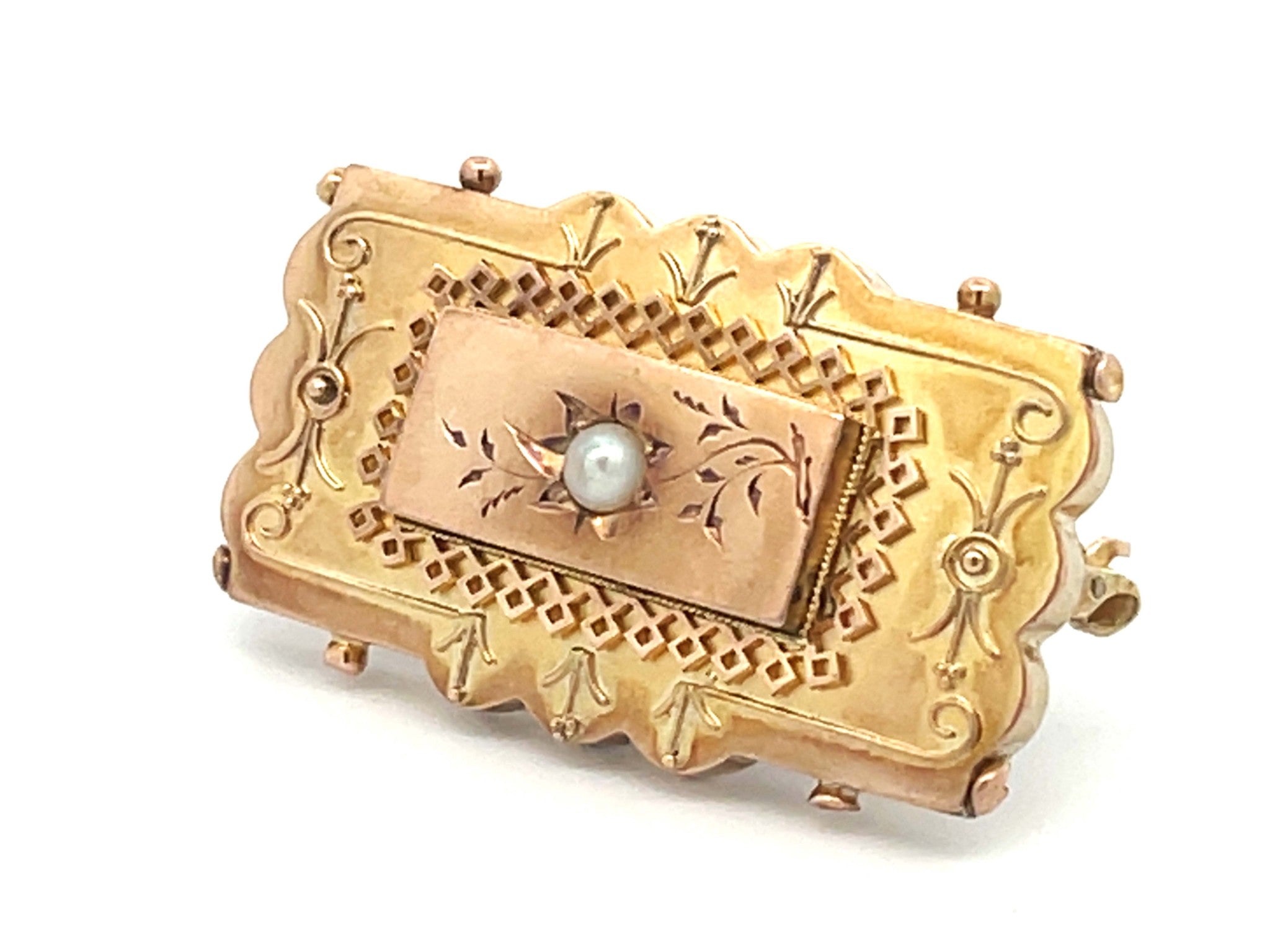 Mourning Brooch 14k Yellow Gold
