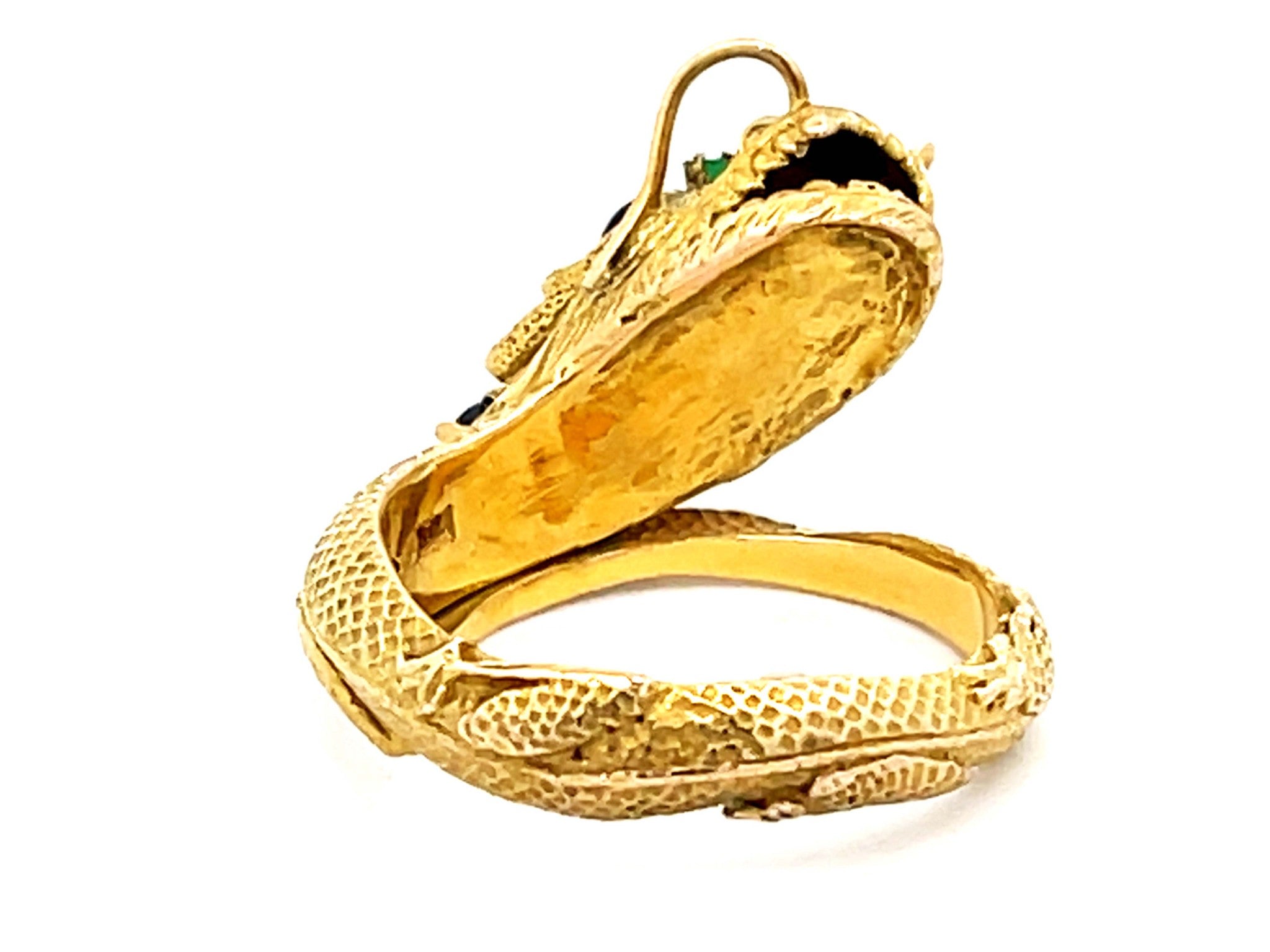 Chinese Dragon Wraparound Ring with Sapphires Emerald Eyes in