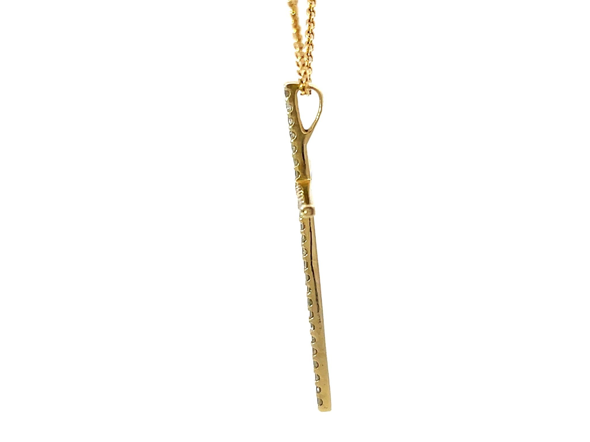 Solid Gold Thin Diamond Cross Necklace