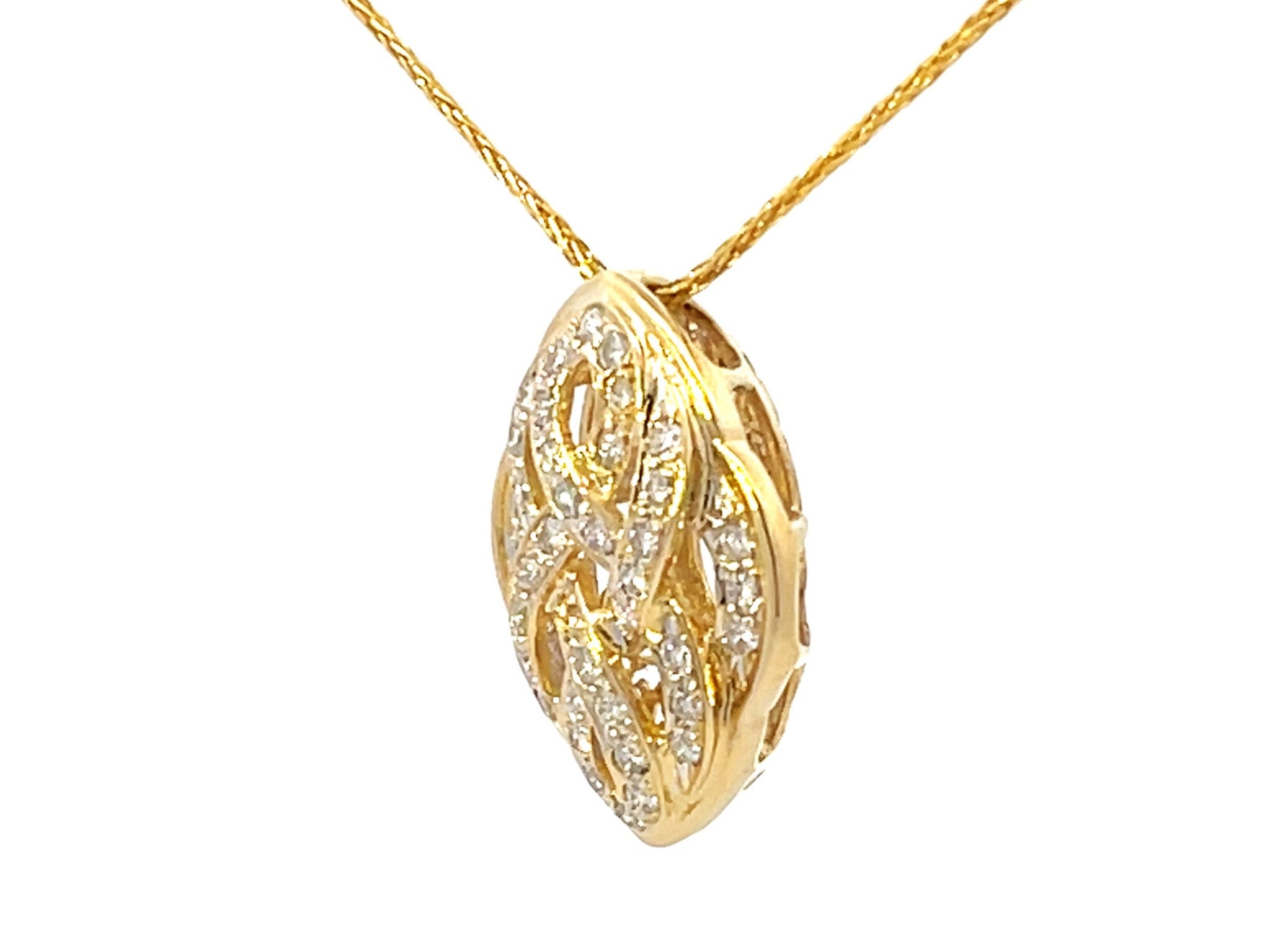Solid 18k Yellow Gold Diamond Pendant
