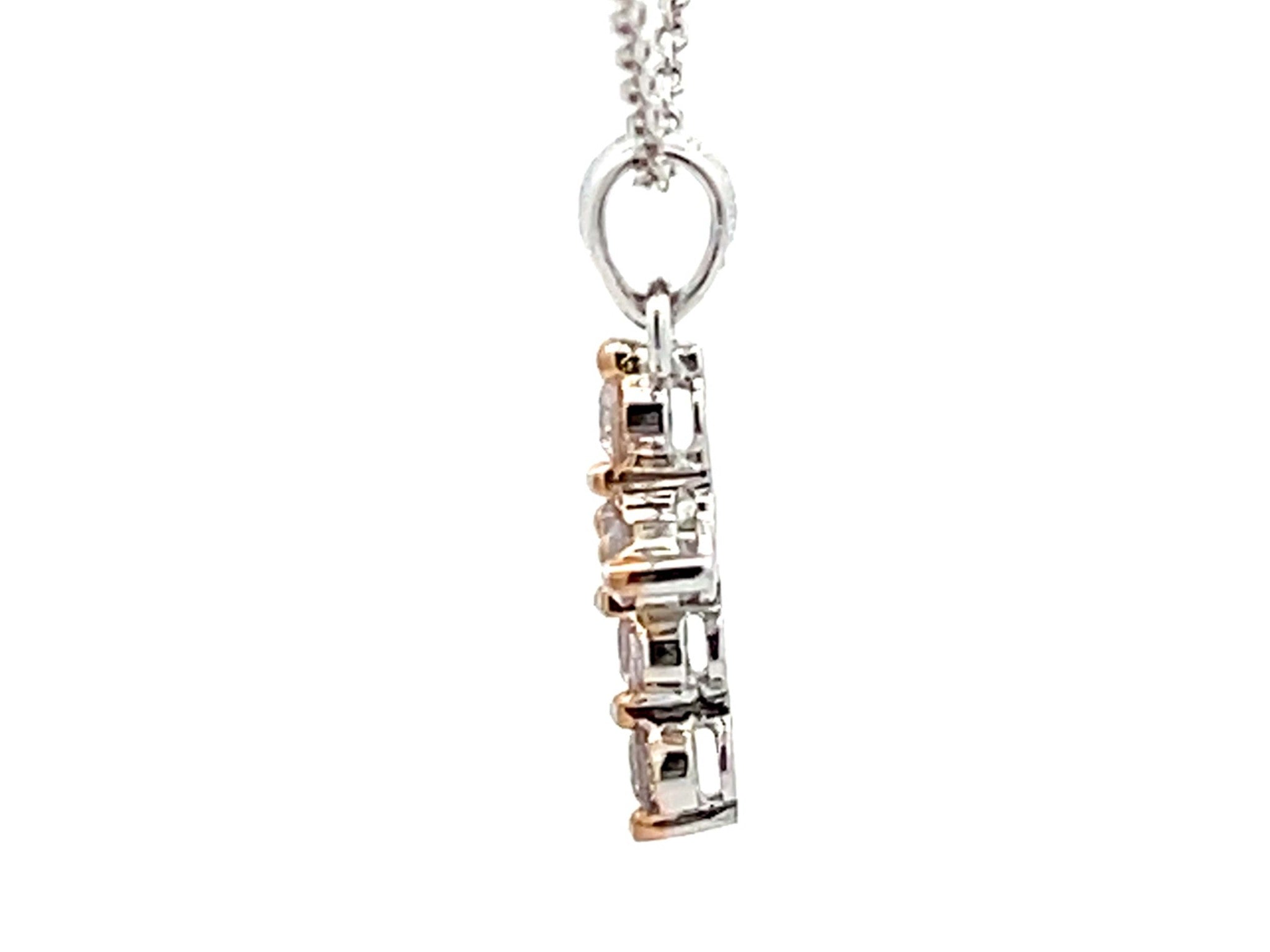 Small Diamond Cross Necklace 18k White Gold