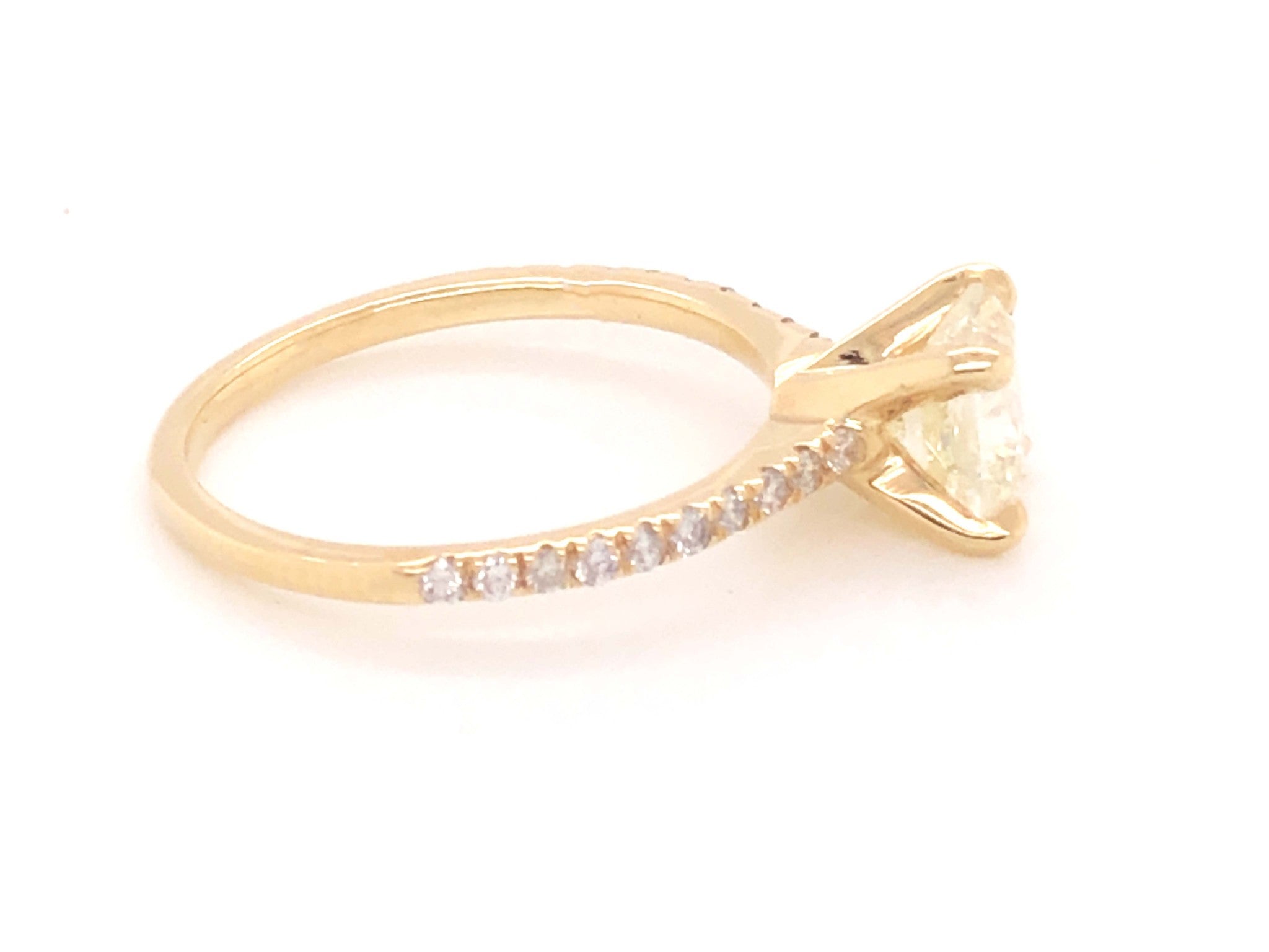 Radiant Cut 1.23 Carat Center Stone Diamond Engagement Ring - 14k Yellow Gold