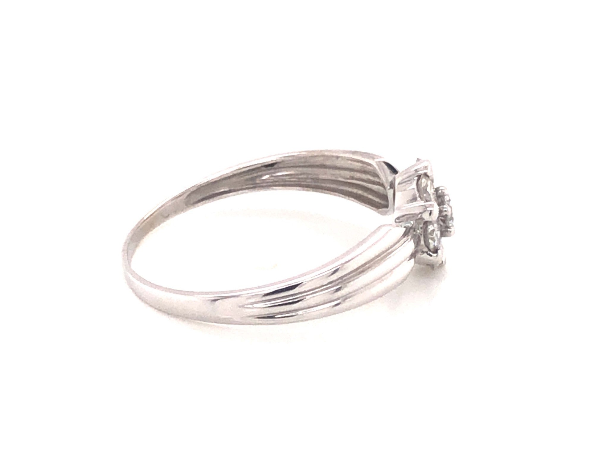 Diamond Flower Promise Ring - 14k White Gold