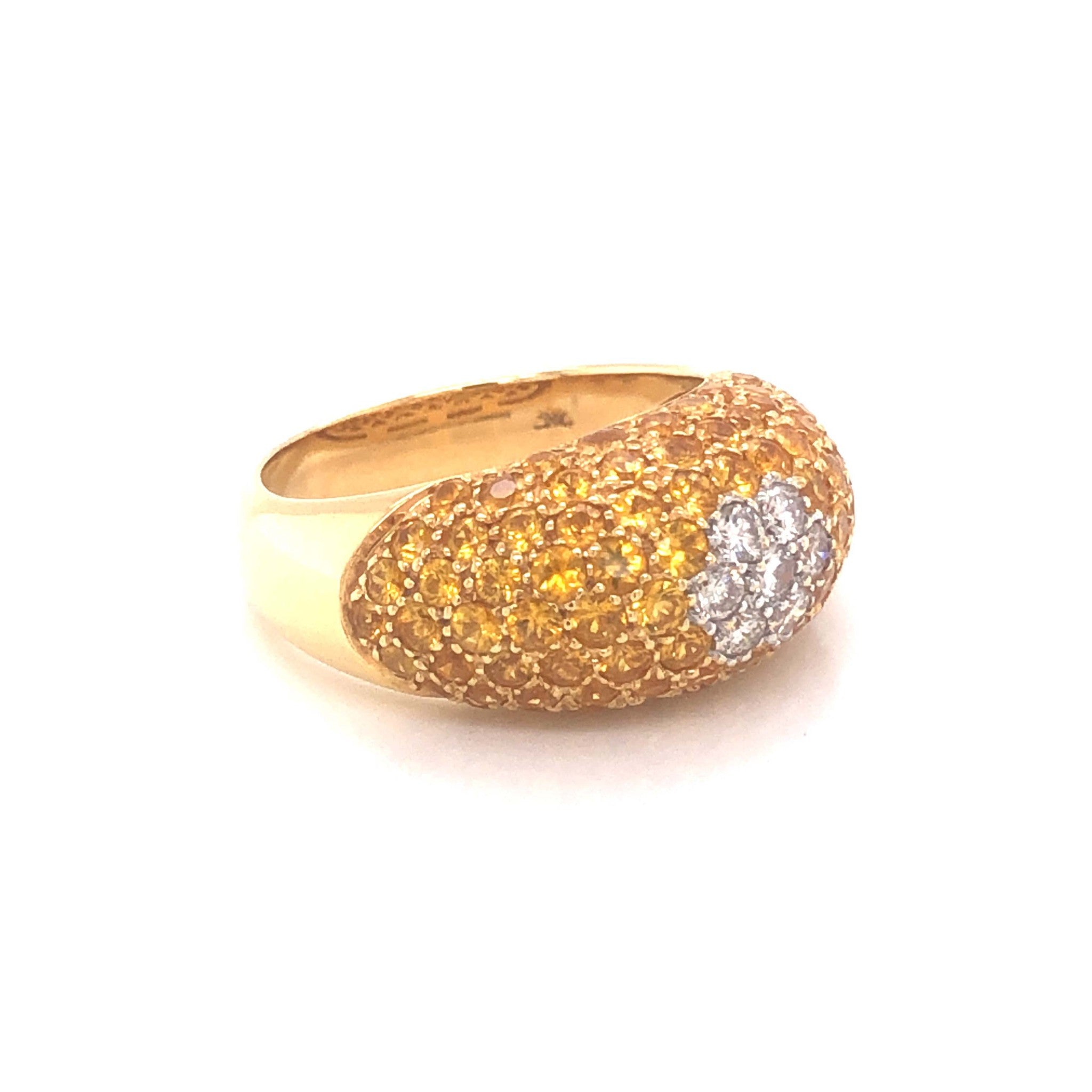 LeVians Yellow Sapphire and Diamond Dome Ring -18k Yellow Gold