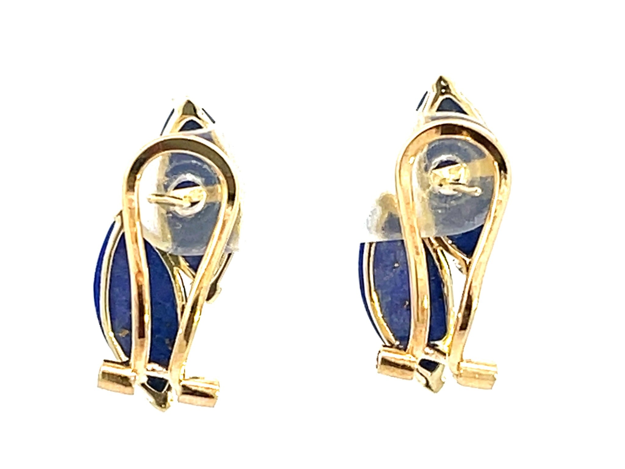 Double Marquise Lapis Lazuli 14K Yellow Gold Earrings