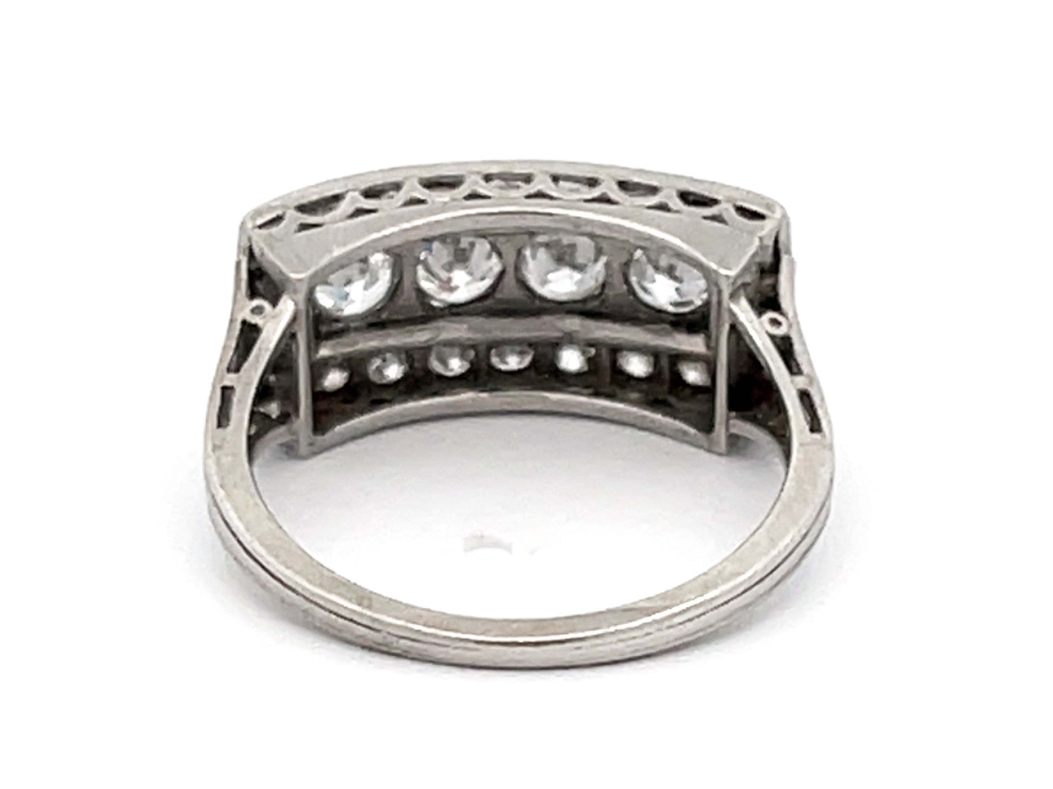 Vintage Diamond Wide Band Ring in Platinum