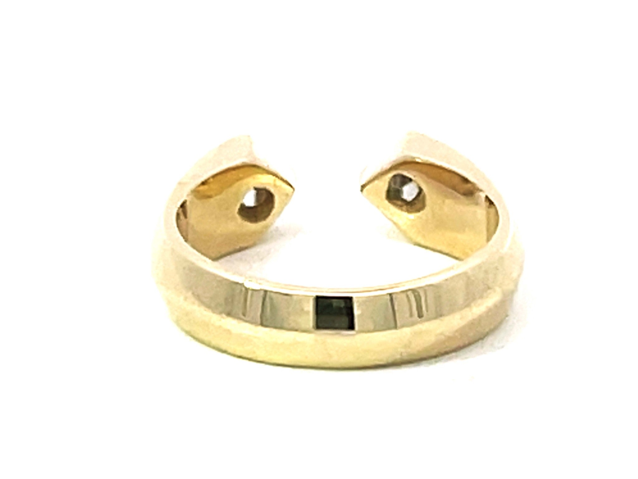 2 Princess Cut Diamond Open Band Ring Solid 14K Yellow Gold