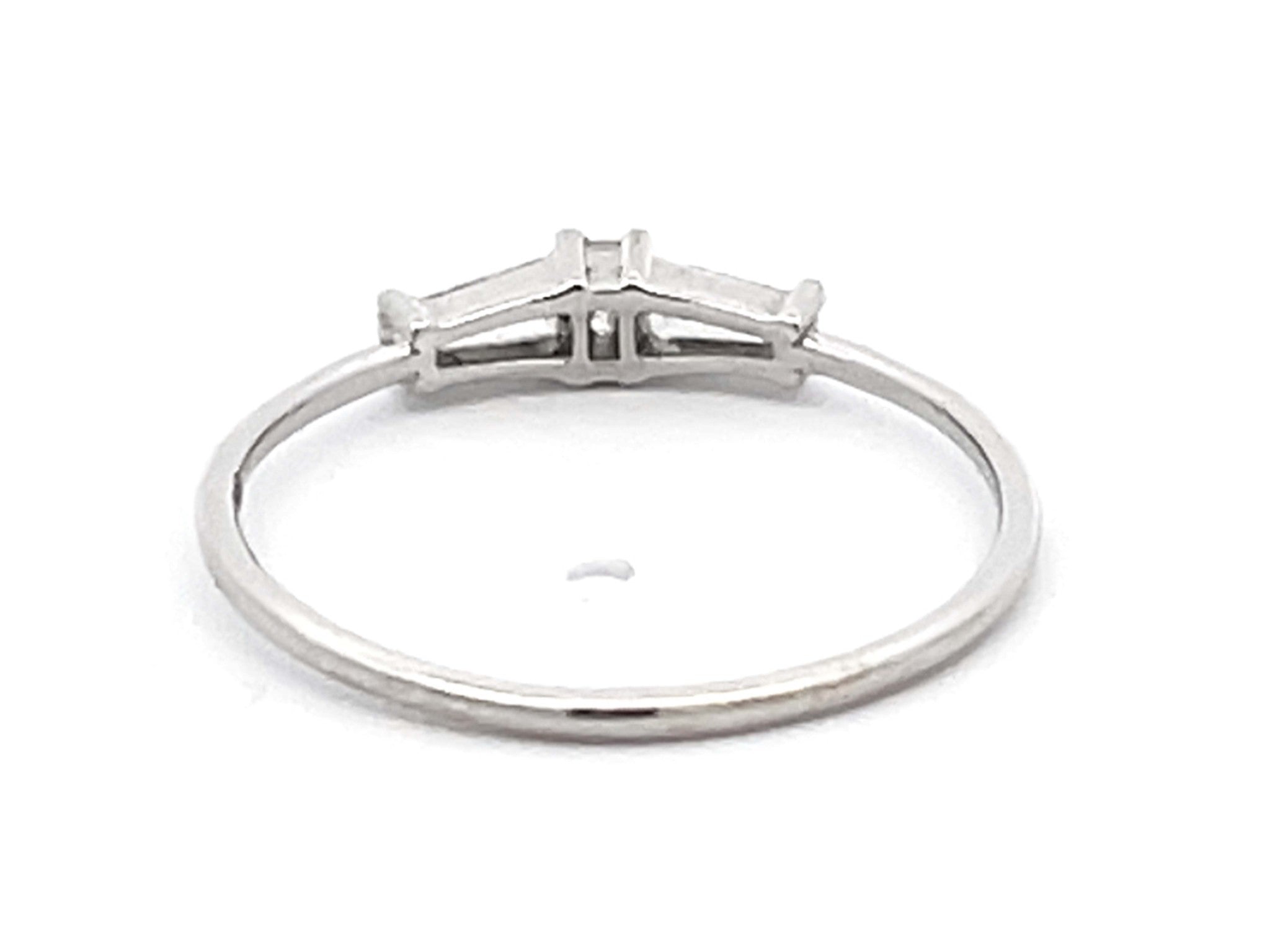 Three Baguette Diamond Thin Band Ring in 14k White Gold