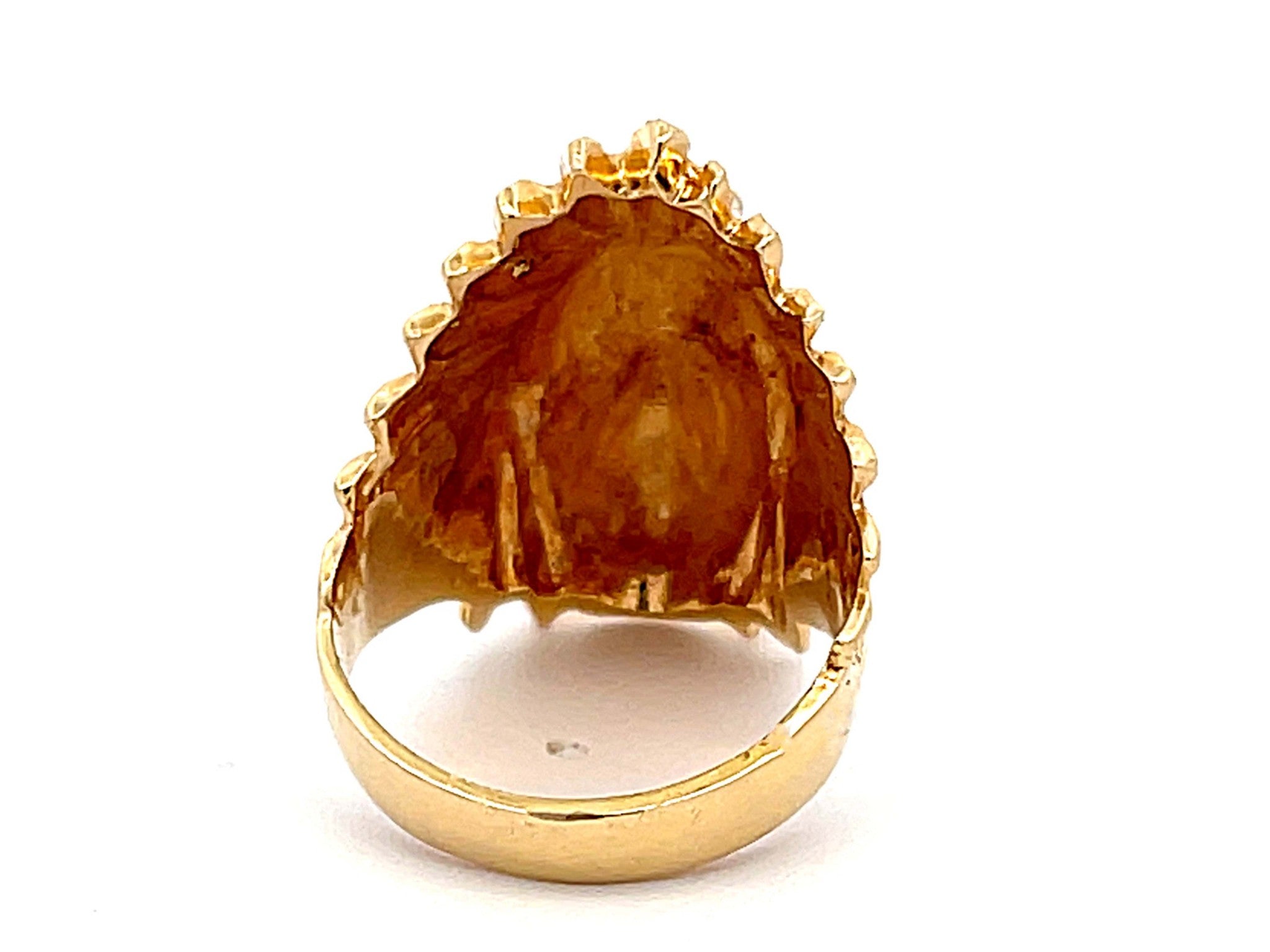 Indian Head Diamond Ring in 18k Yellow Gold