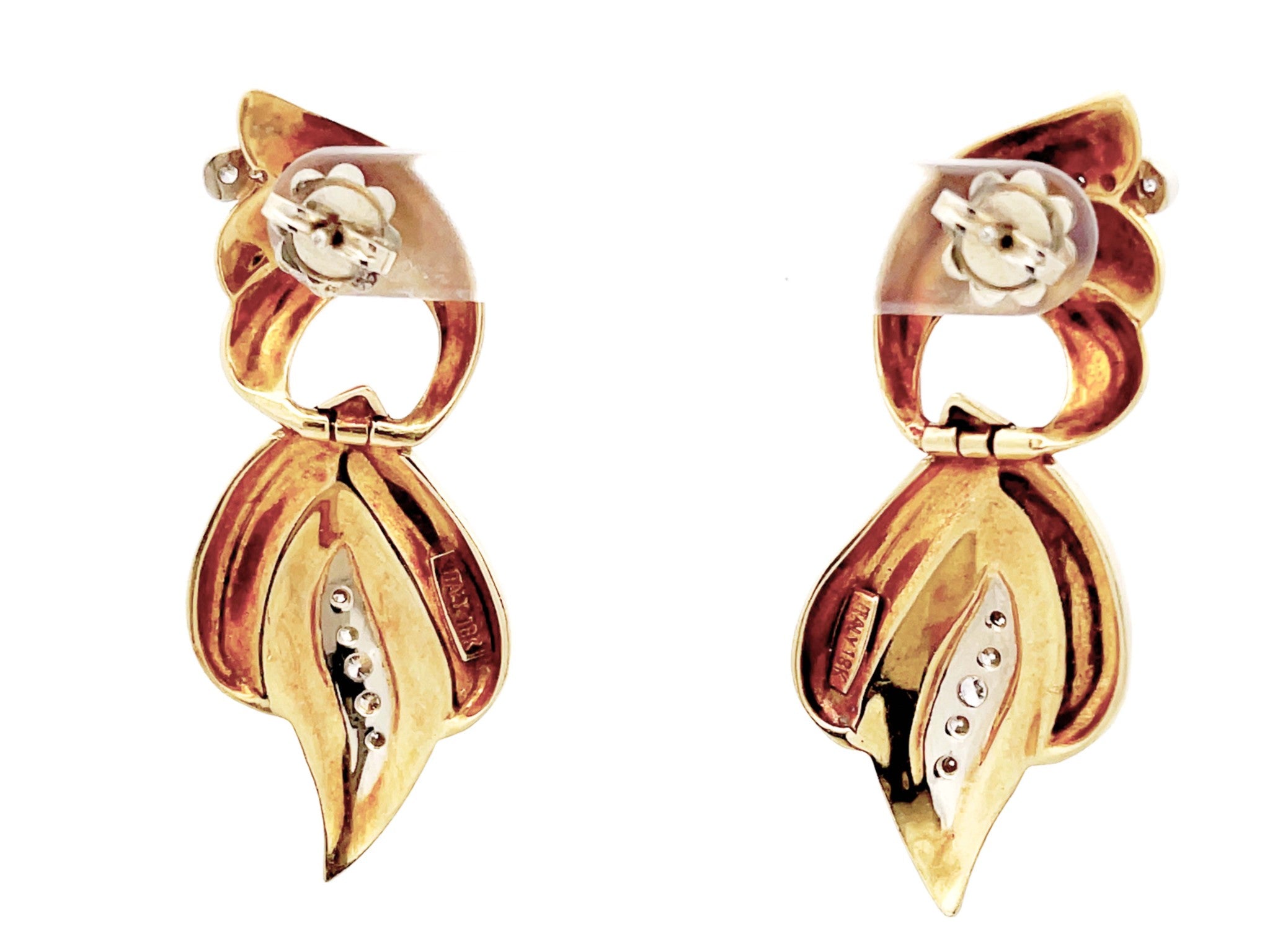 Vintage Gold Diamond Dangle Earrings in 14k Yellow Gold