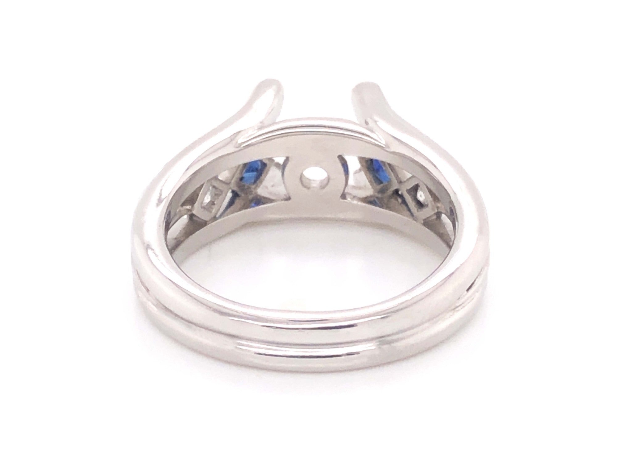 Diamond and Sapphire Platinum Engagement Ring, Semi-mount+