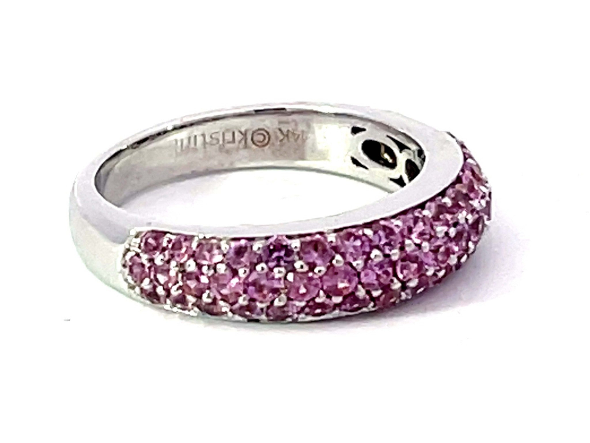 Pink Sapphire Dome Ring in 14K White Gold