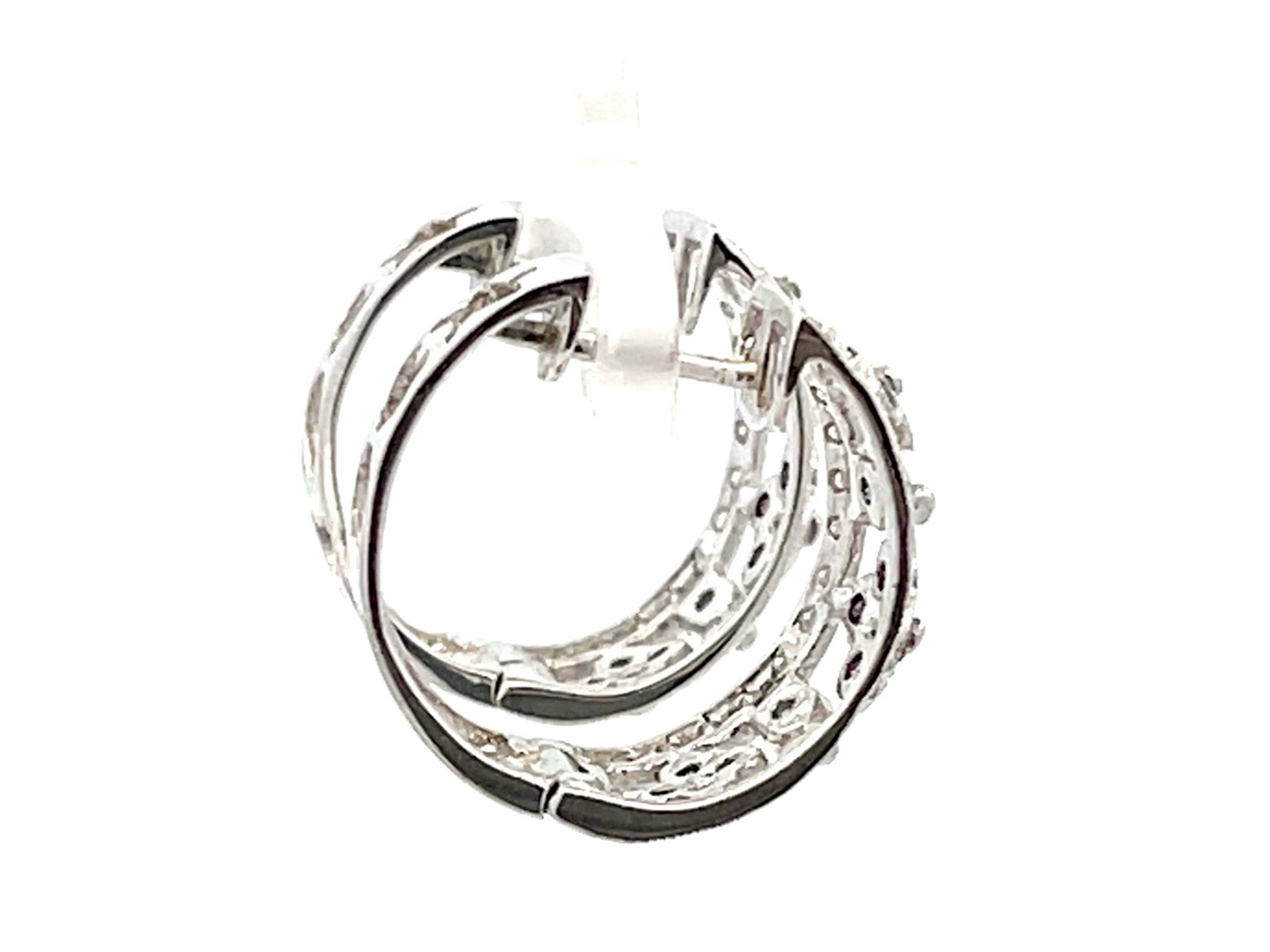 Colored Diamond Hoop Earrings in 14K White Gold