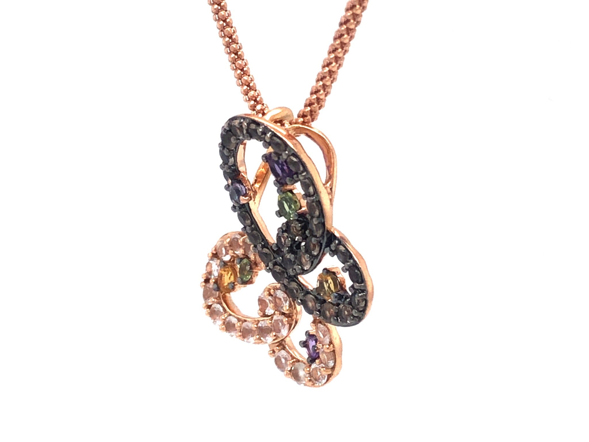 LeVian Multi Gemstone Butterfly Necklace in 14K Rose Gold