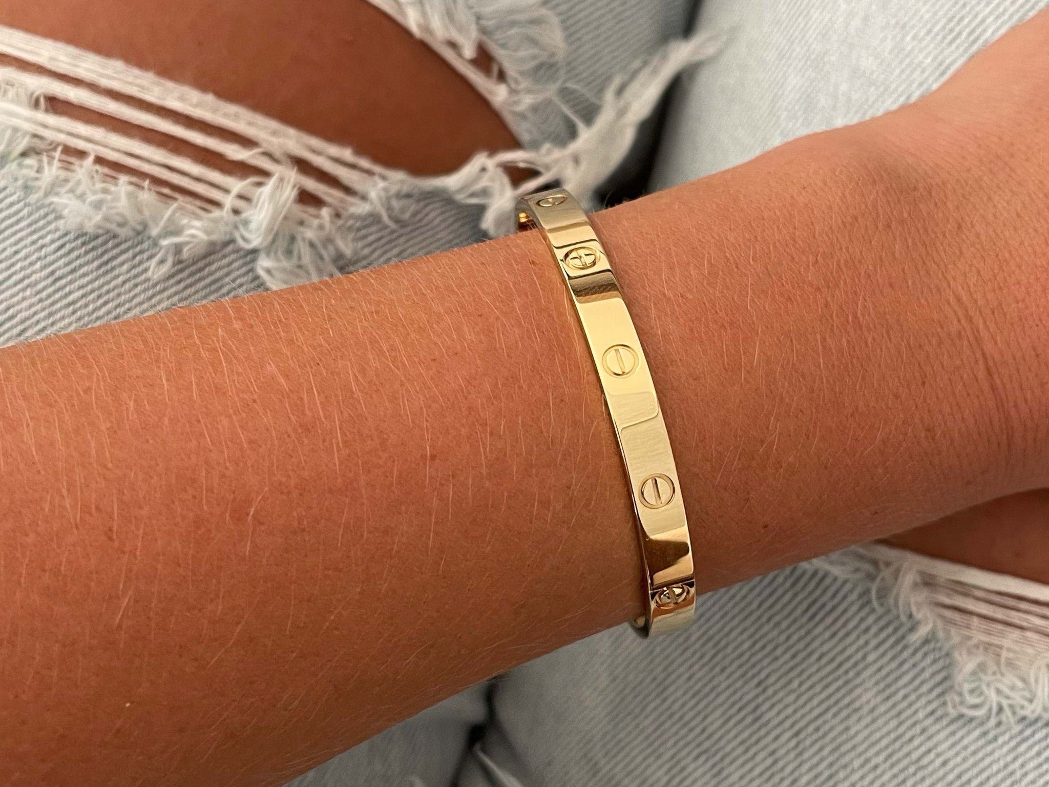 Cartier Love Bracelet 18K Yellow Gold Size 19 With Boxes and Papers