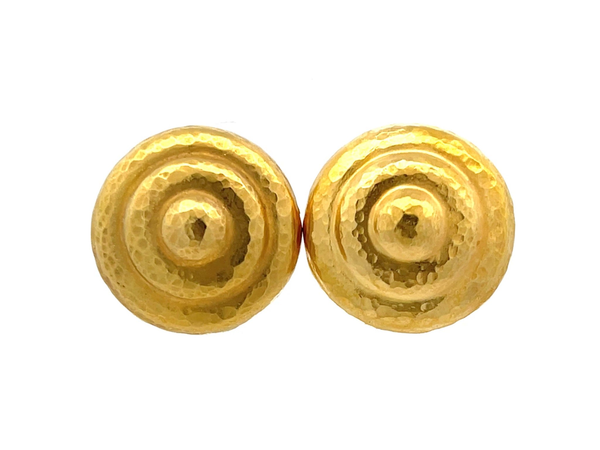 Solid 22K Yellow Gold Round Button Stud Earrings