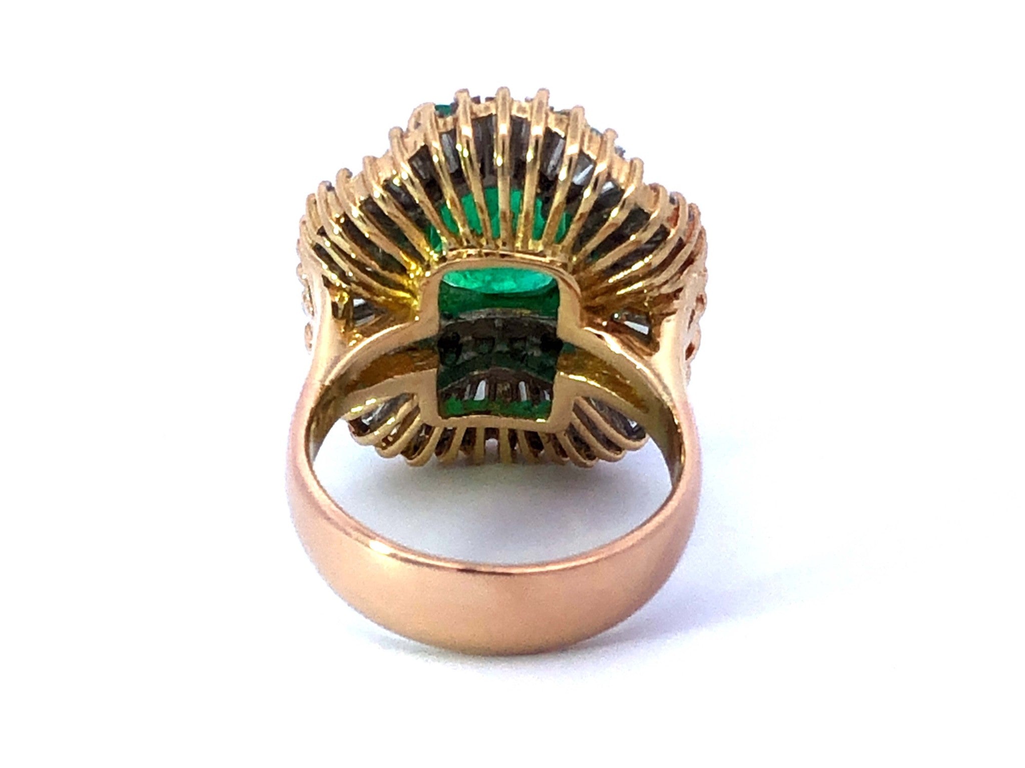 GIA Rare 4 ct. Colombian Emerald & Diamond Ballerina Ring in 18k Yellow Gold