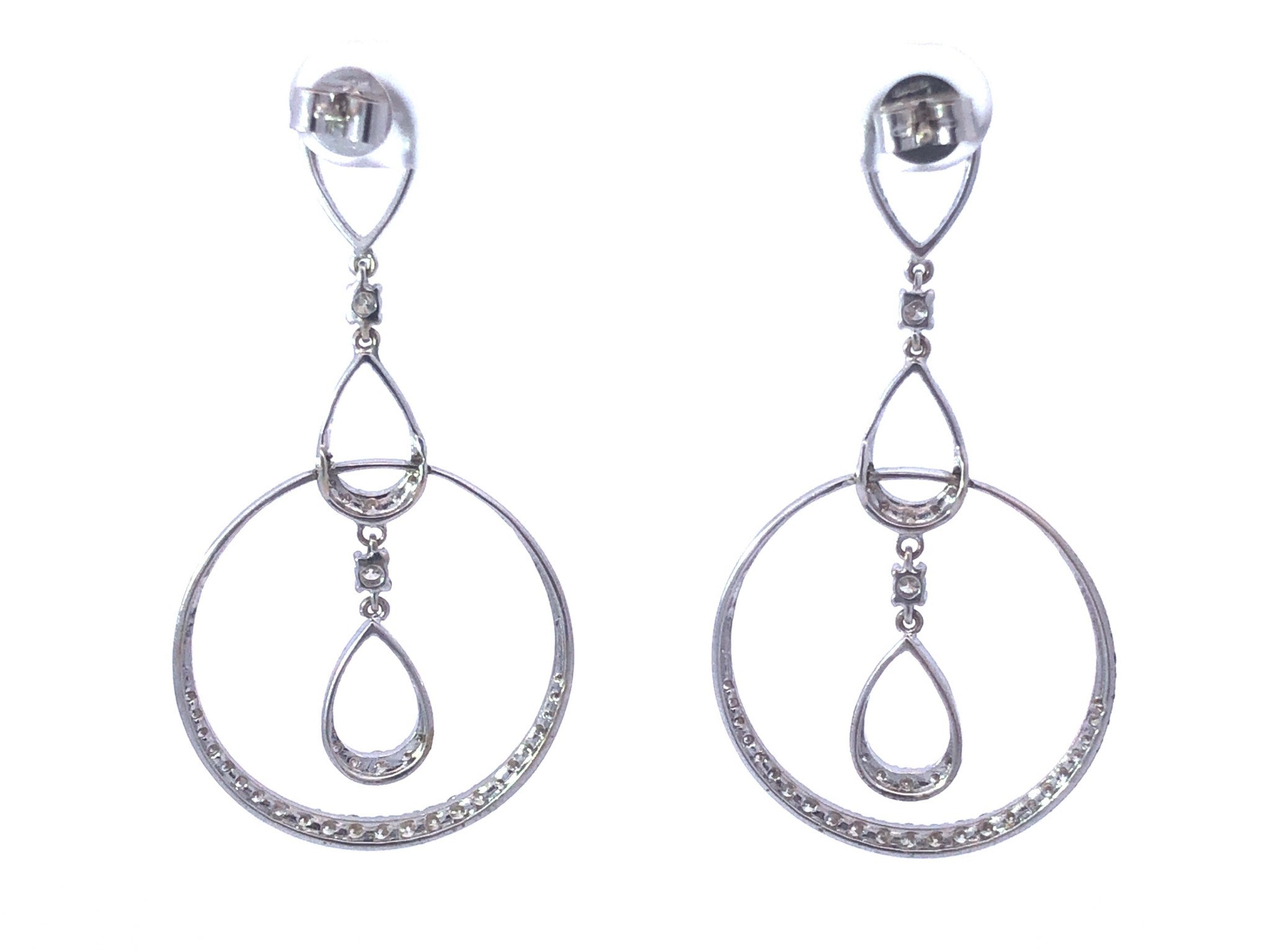 Triple Drop Dangly Diamond Earrings in 18K White Gold