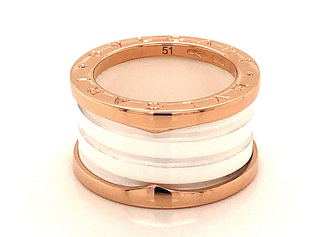 Bvlgari B.Zero 1 4 Band Ring -18k Rose Gold & White Ceramic