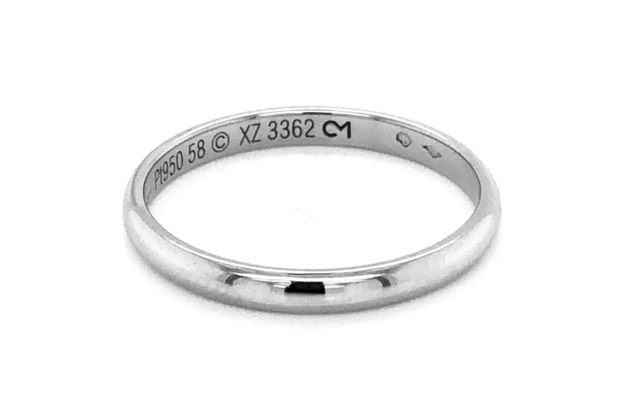 Cartier 1895 Wedding Band Ring Platinum, 2.5 mm Wide Size 8.25