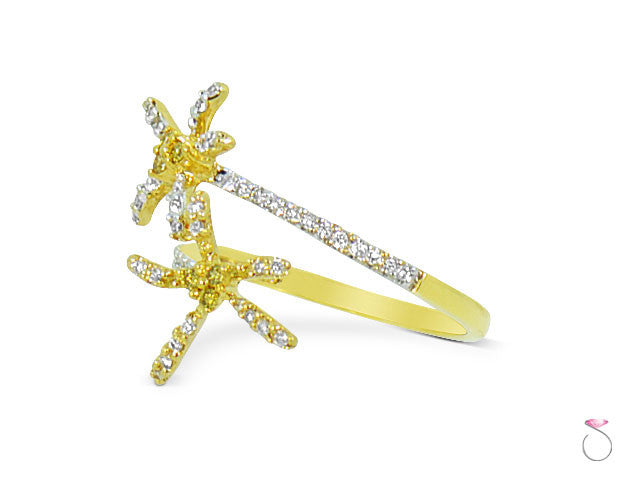 Floral diamond gold ring