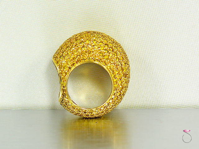 12 carat Yellow Diamonds 18 K yellow gold Dome Ring XL