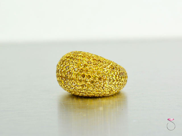 Yellow Vivid Diamond 12 Carat Eternity XL Dome Ring in 18k