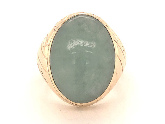 custom engagement rings,Pale Green Jade Ring ~14 carats in 14k Yellow Gold