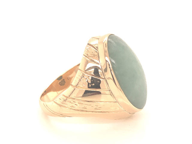 custom engagement rings,Pale Green Jade Ring ~14 carats in 14k Yellow Gold