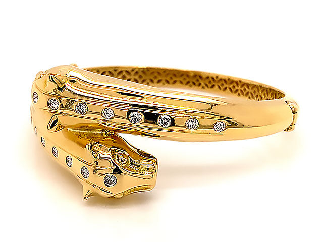 Women Luxury Golden jaguar leopard Lab Simulated Diamond Bracelet Watc –  RAONHAZAE