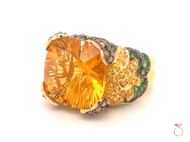 Citrine Gemstone Cocktail Ring -14k Yellow Gold