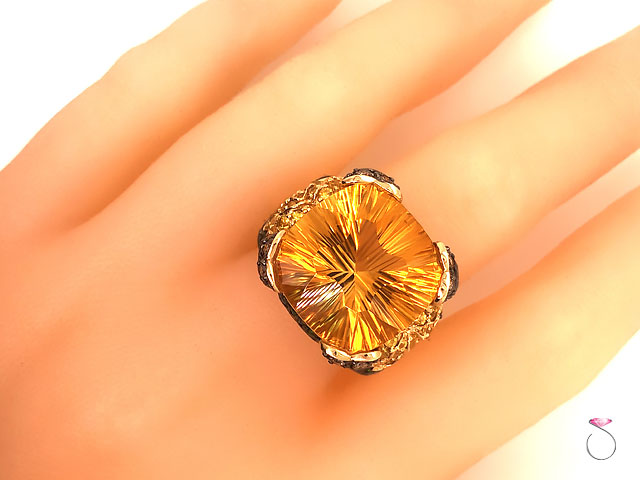 Citrine Gemstone Cocktail Ring -14k Yellow Gold