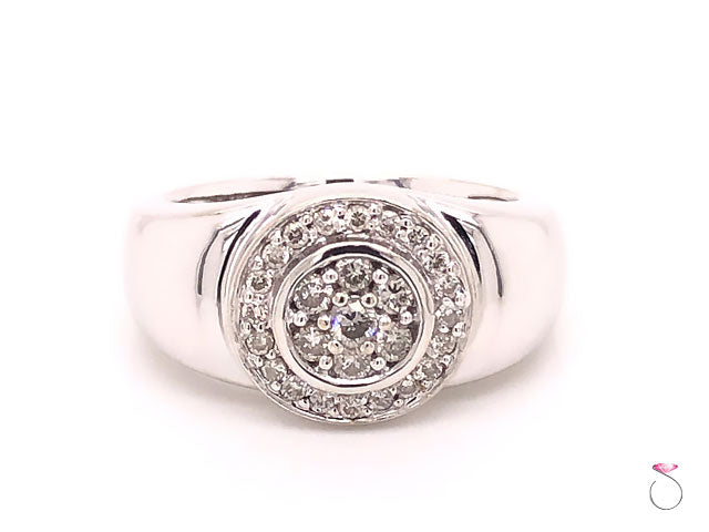Diamond Engagement Rings,Men's Diamond Halo Ring in 14k  White Gold